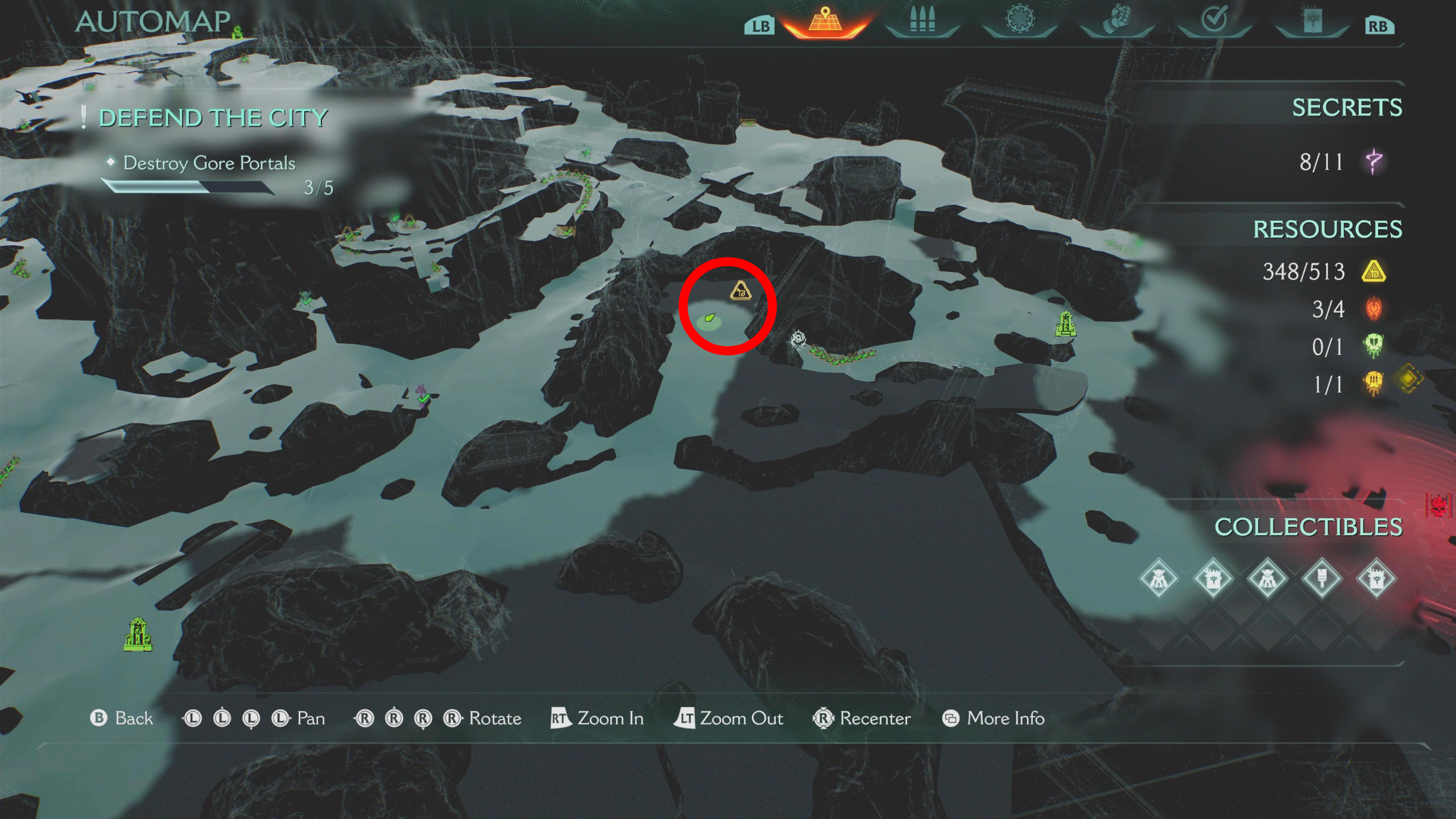 Doom: The Dark Ages artillery cannon locations Siege Part 1 - A map showing the location of the third artillery station.