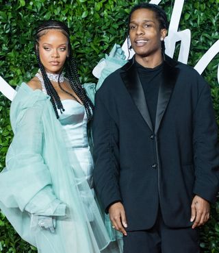 Rihanna and ASAP Rocky arrive at The Fashion Awards 2019 held at Royal Albert Hall on December 02, 2019 in London, England.