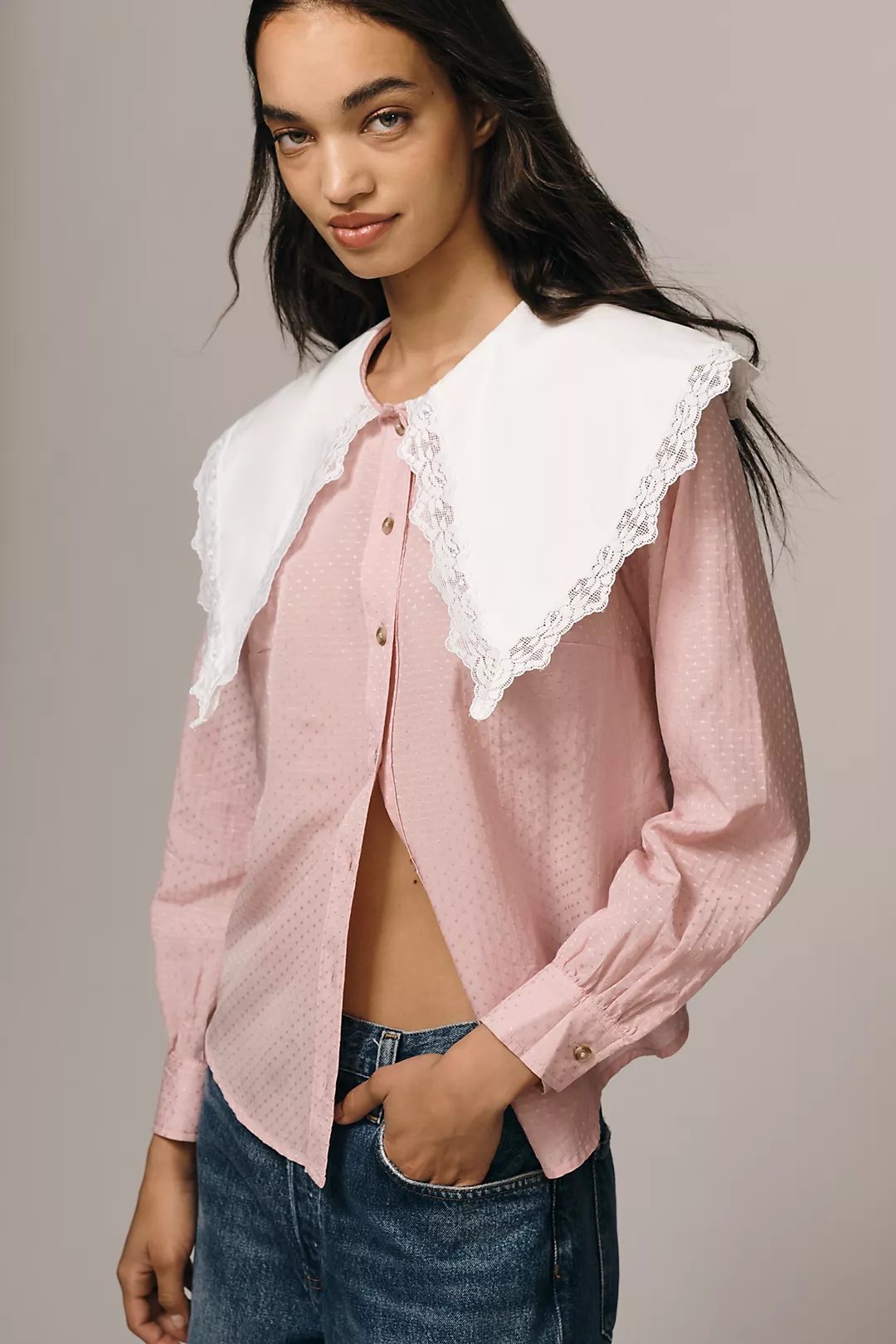 Anthropologie, By Anthropologie Oversized Collar Blouse