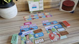 The Great British Baking Show Game cards, board, and tokens in play