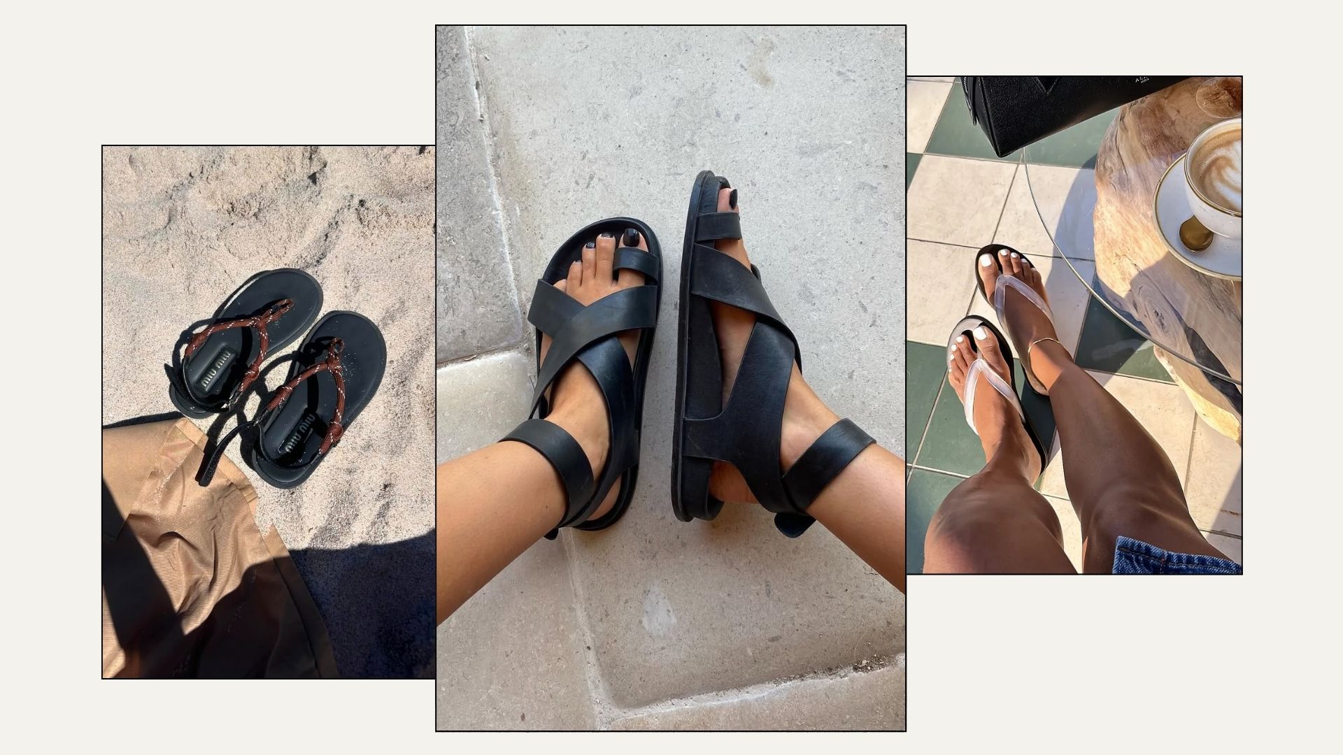 Three images of best-selling sandals 2025 