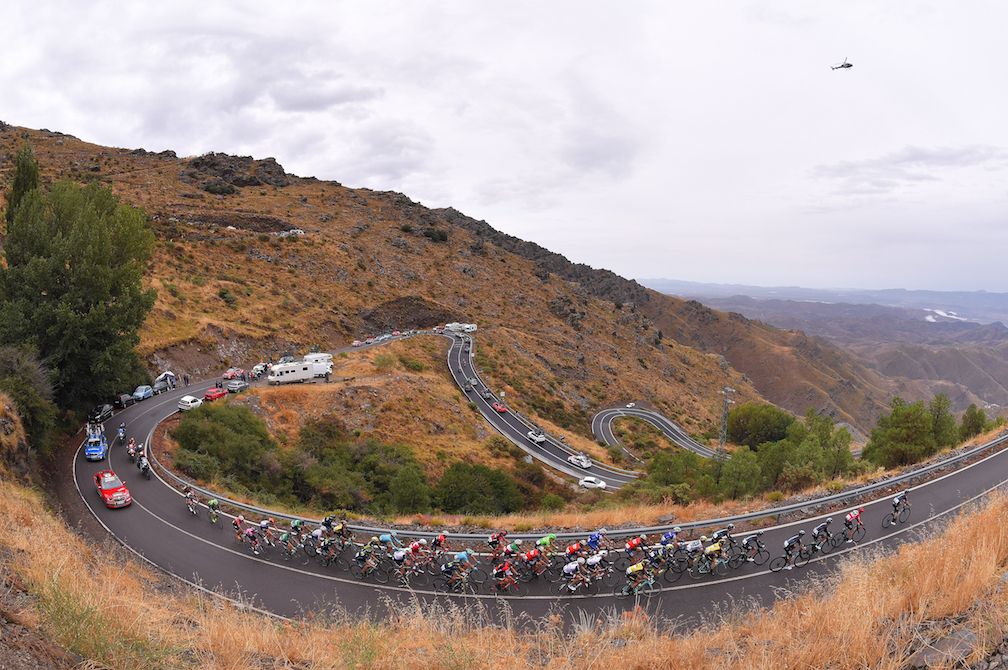 One of the many switchbacks on the route for the Vuelta a Espa&ntilde;a's 11th stage