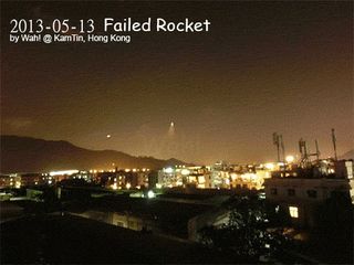 Image of the May 13, 2013 launch from Xichang taken from Hong Kong.