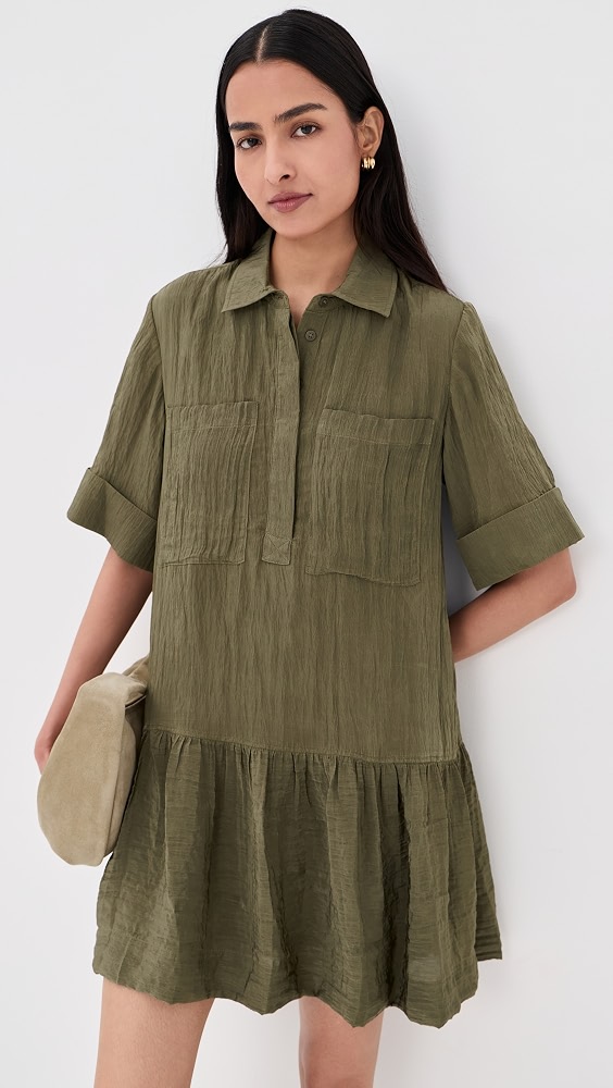 Cris Short Sleeve Shirt Dress - Sea Turtle