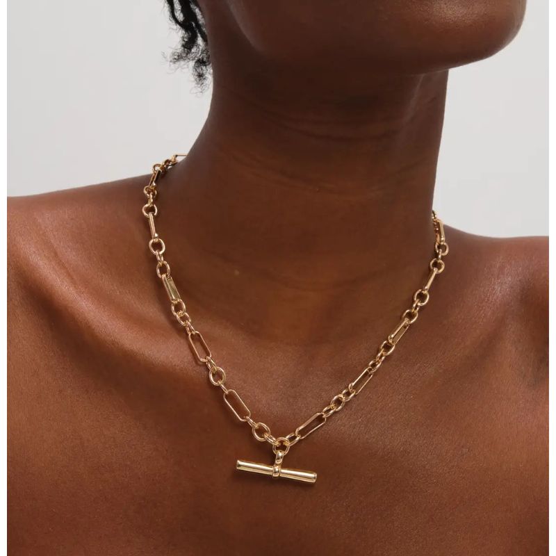 Jon Richard , Gold Plated Luxe T-Bar Necklace