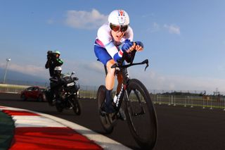 OYAMA JAPAN JULY 28 Geraint Thomas of Team Great Britain rides during the Mens Individual time trial on day five of the Tokyo 2020 Olympic Games at Fuji International Speedway on July 28 2021 in Oyama Shizuoka Japan Photo by Tim de WaeleGetty Images