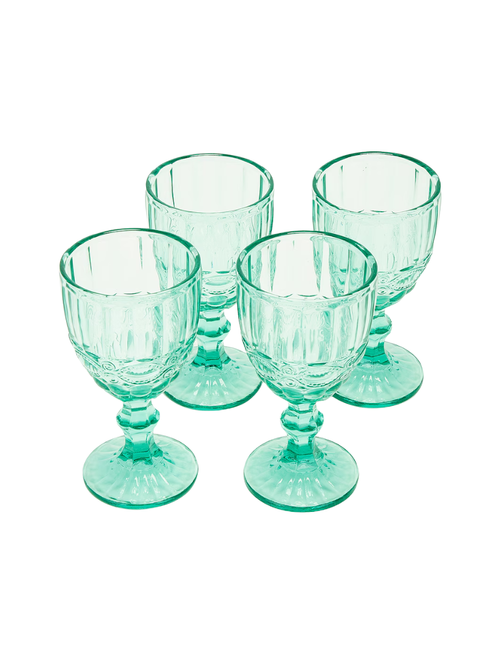 Teal Stem Glasses Set of 4