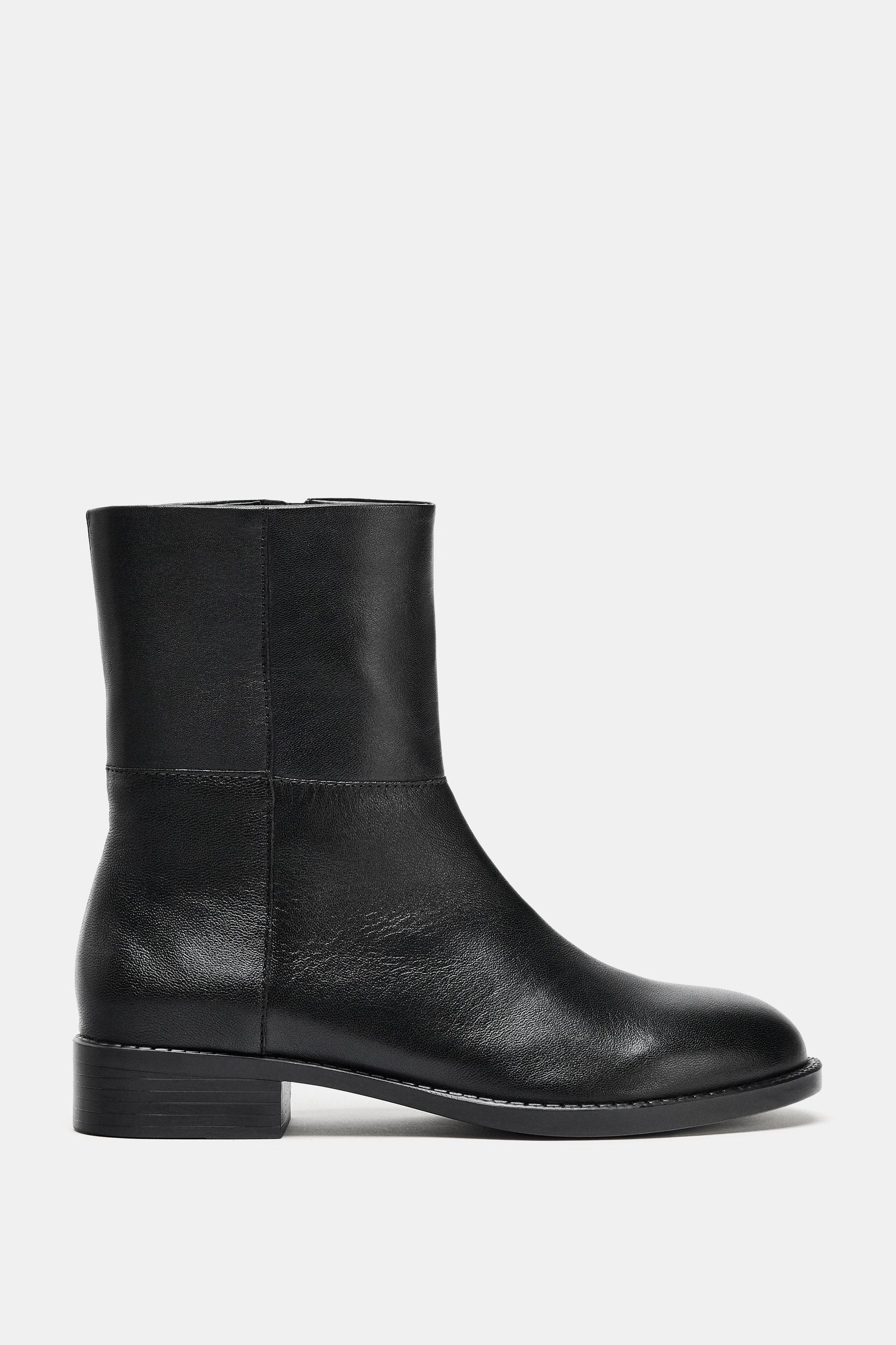 Low Heeled Leather Ankle Boots