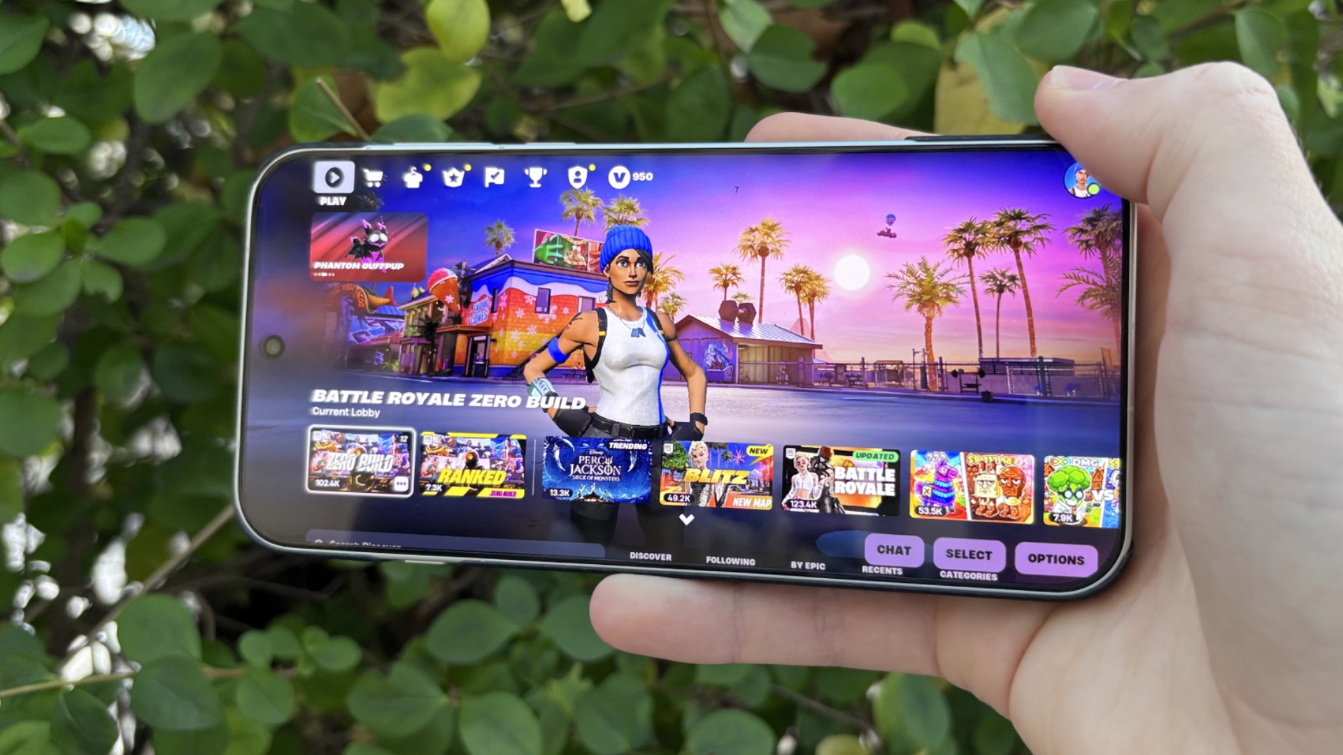 The Fortnite home screen on the Oppo Find X9 Pro