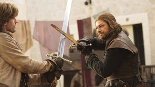 Nikolaj Coster-Waldau as Jamie Lannister and Sean Bean as Ned Stark in HBO's Game of Thrones