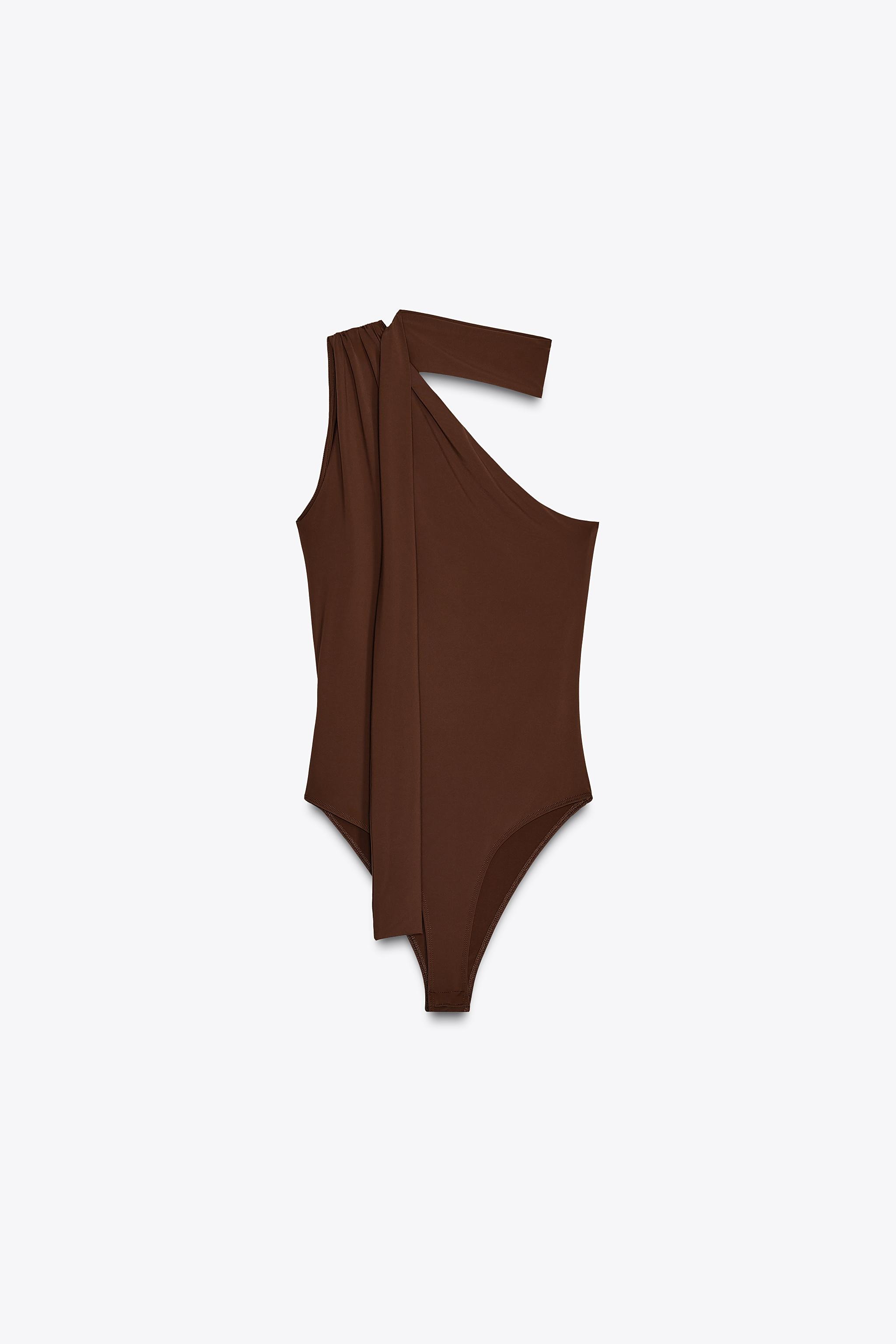 ZARA, Asymmetric Polyamide Bodysuit With Scarf