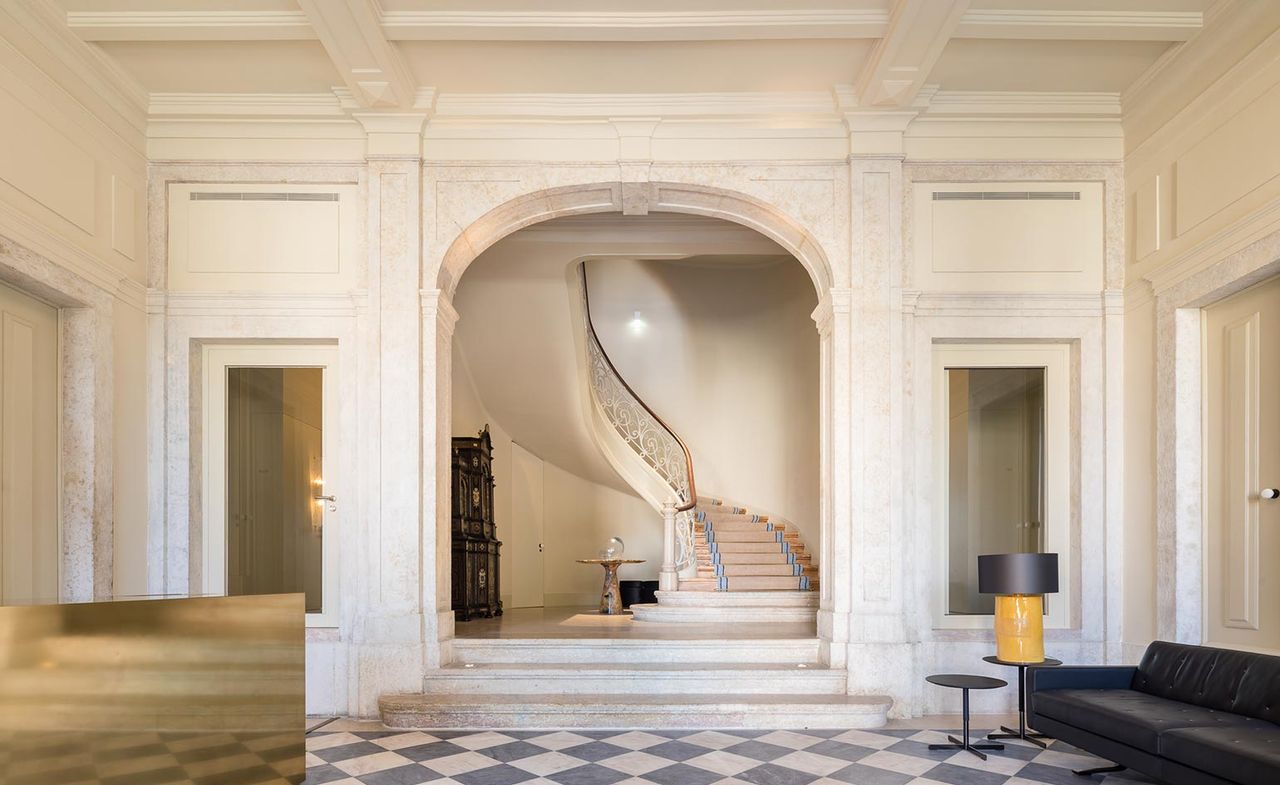 An image with a view of the staircase in the interior of the hotel