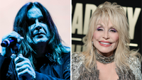 Ozzy Osbourne onstage in 2017 and Dolly Parton in 2023
