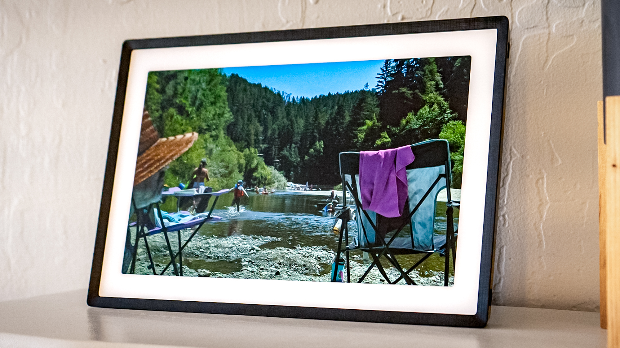 Lexar Pexar 11-inch photo frame on a shelf