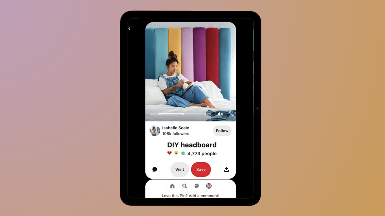Pinterest app on iPad