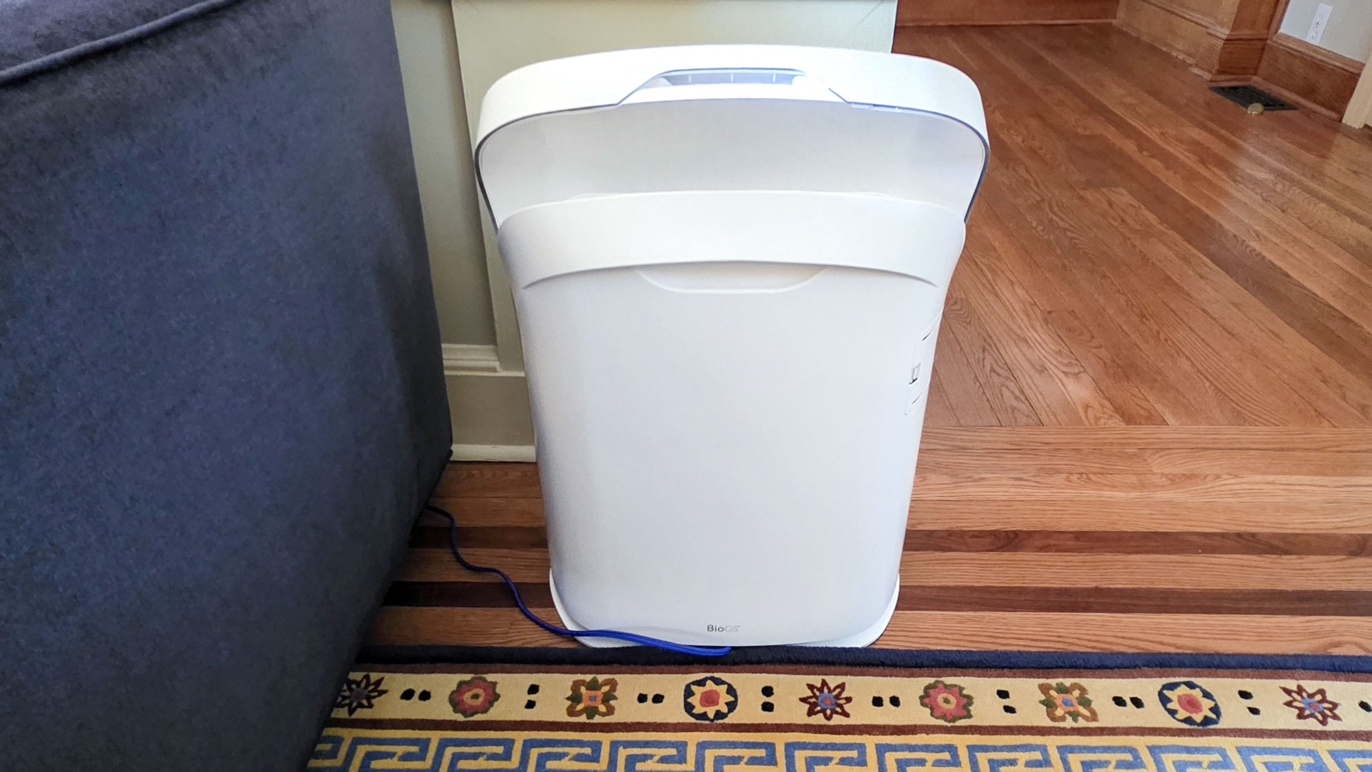 Rabbit Air BioGS 2.0 Air Purifier on wood flooring