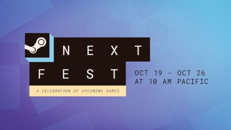 Steam Next Fest banner image for October 19 - October 26, 2026, with the time 10am Pacific shown