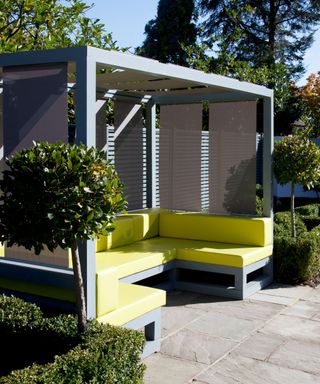 modern gazebo with garden furniture