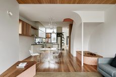 an open plan dining room and kitchen