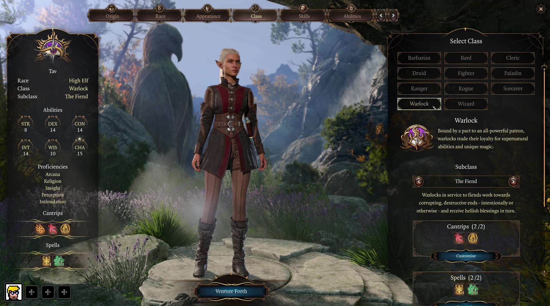 Baldur's Gate 3 warlock class