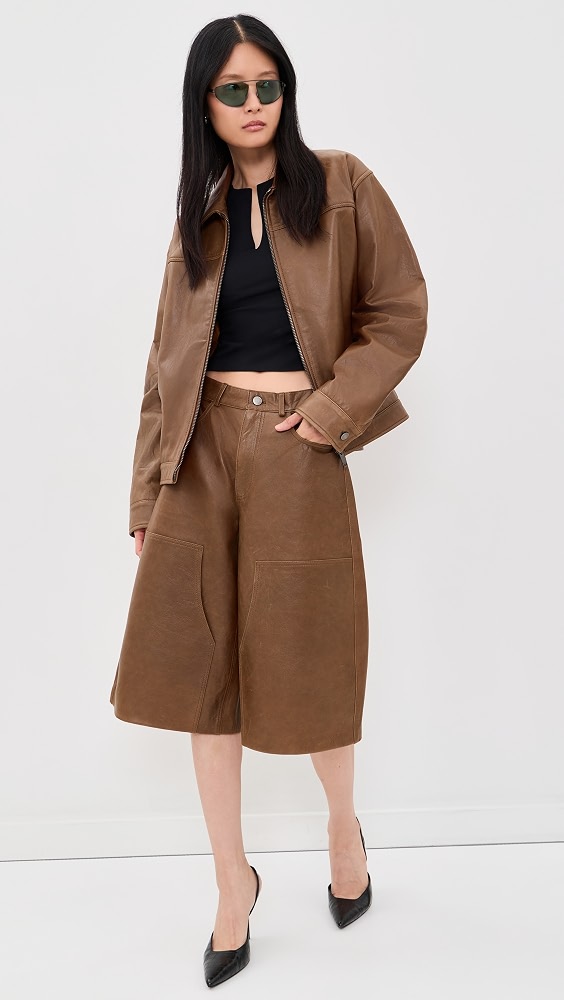 Legacy Silky Leather Shorts - Tan