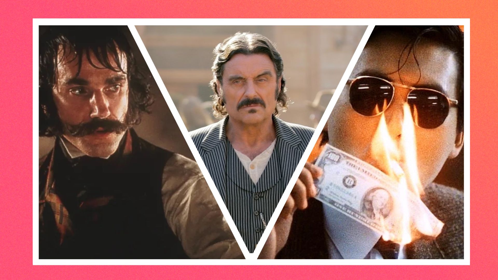 Three images sliced together, from left to right: Gangs of New York, Deadwood and A Better Tomorrow 