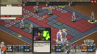 Best Free Steam games - Card Hunter - A board with character pieces and a card called "Friendly Fire" is drawn.