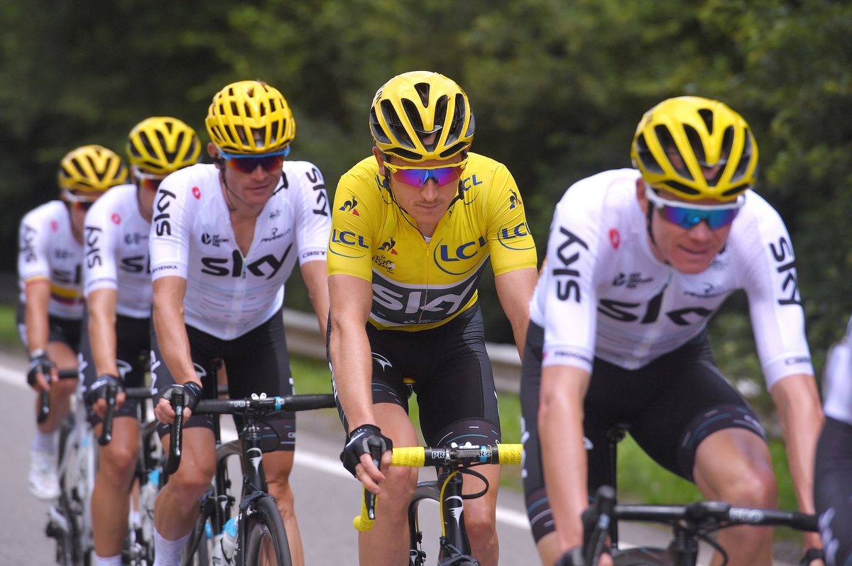 Team Sky look after Geraint Thomas at the 2017 Tour de France