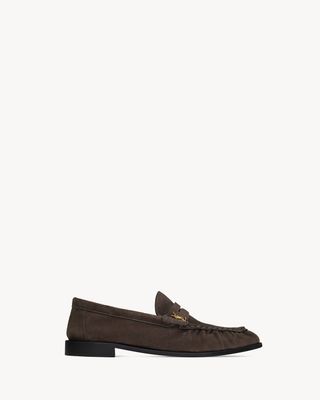 Women's Le Loafer Penny Slippers in Suede in Dark Chocolate