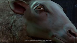 Sheep in Baldur's Gate 3 saying that the price of failure is death