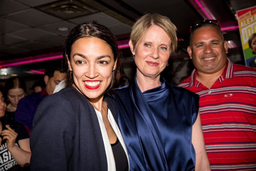 Alexandria Ocasio-Cortez and Cynthia Nixon.