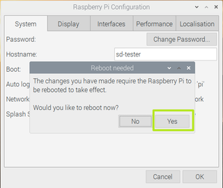 How to Change Your Raspberry Pi Hostname: Click Yes to reboot.