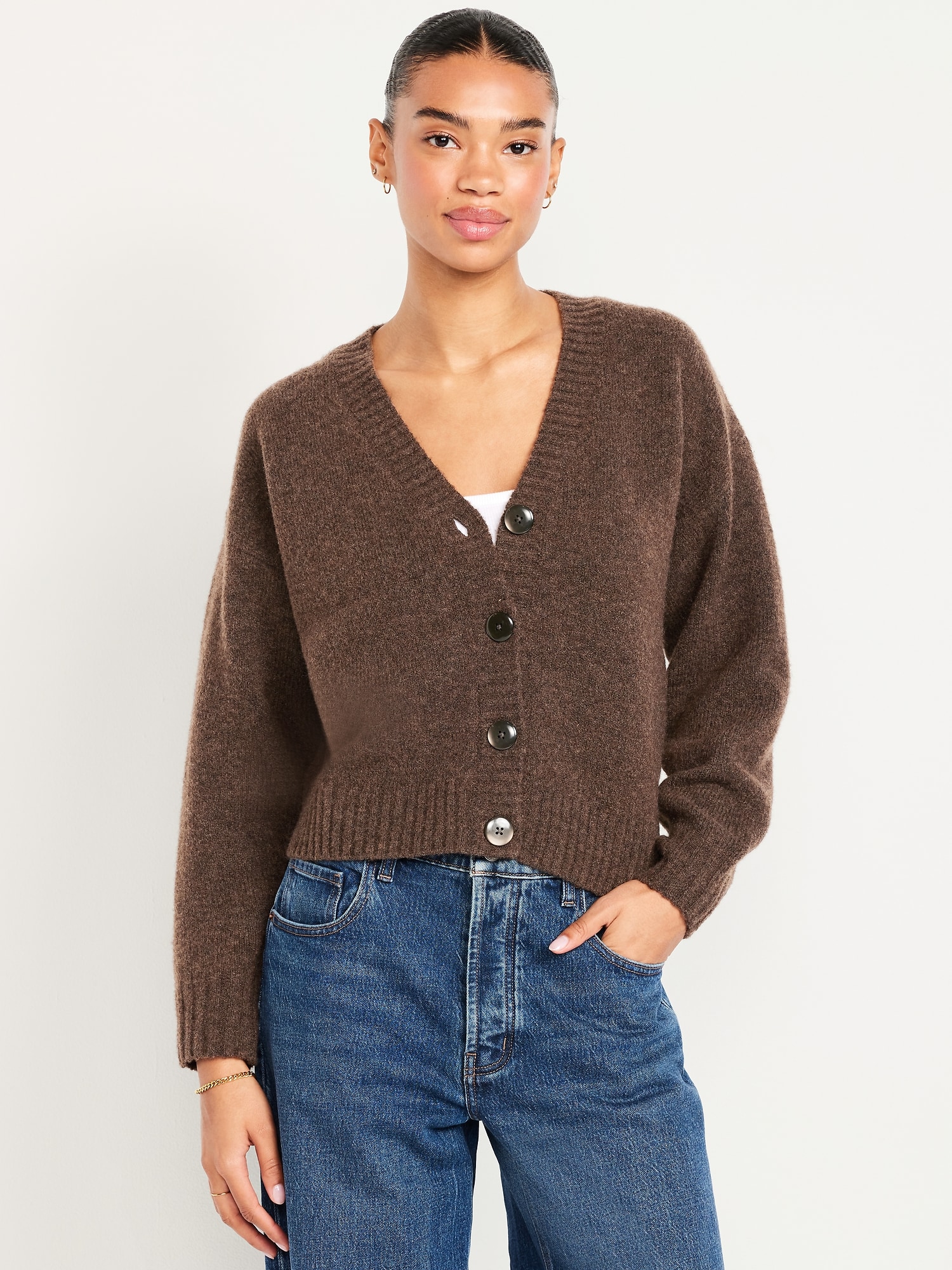 Wool-Blend Slouchy Cardigan Sweater