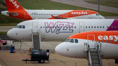 Easyjet and Wizz Air planes