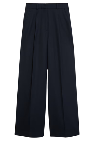 Wool Blend Tailored Wide Leg Trousers