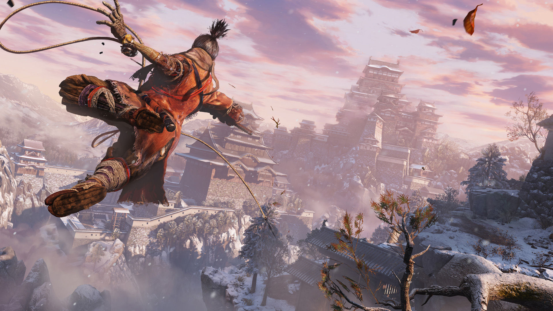 Young Wolf performing a maneuver in Sekiro: Shadows Die Twice