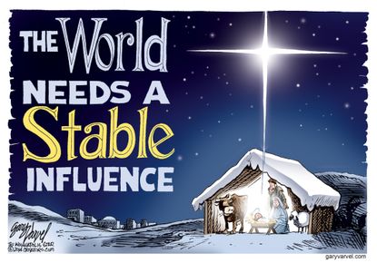 Editorial cartoon World Christmas Stable