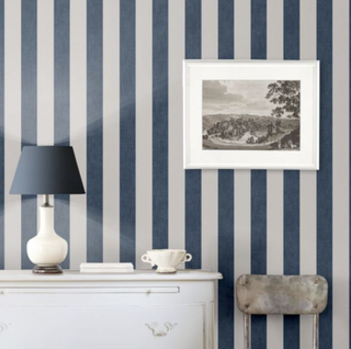 hague blue living room idea mapleton stripe wallpaper ralph lauren