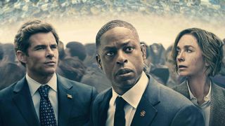 James Marsden, Sterling K Brown and Julianne Nicholson in the TV show poster for Paradise 