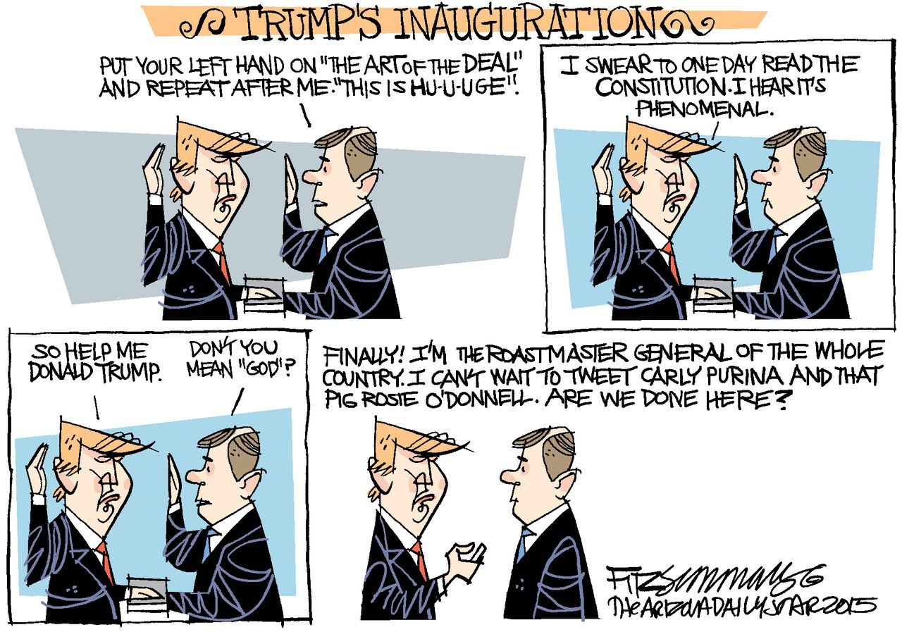 Political cartoon U.S. Donald Trump Inauguration