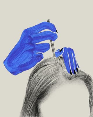Illustrations of 15 step Korean scalp treatment by Lucie Birant