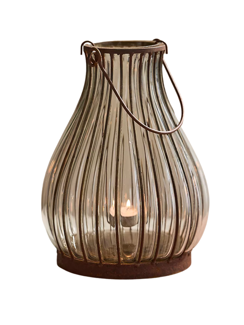 Striped Iron + Glass Lantern