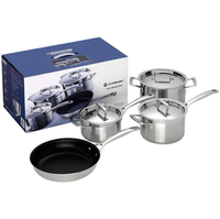 Le Creuset 4-piece stainless steel cookware set: £339, was £485
