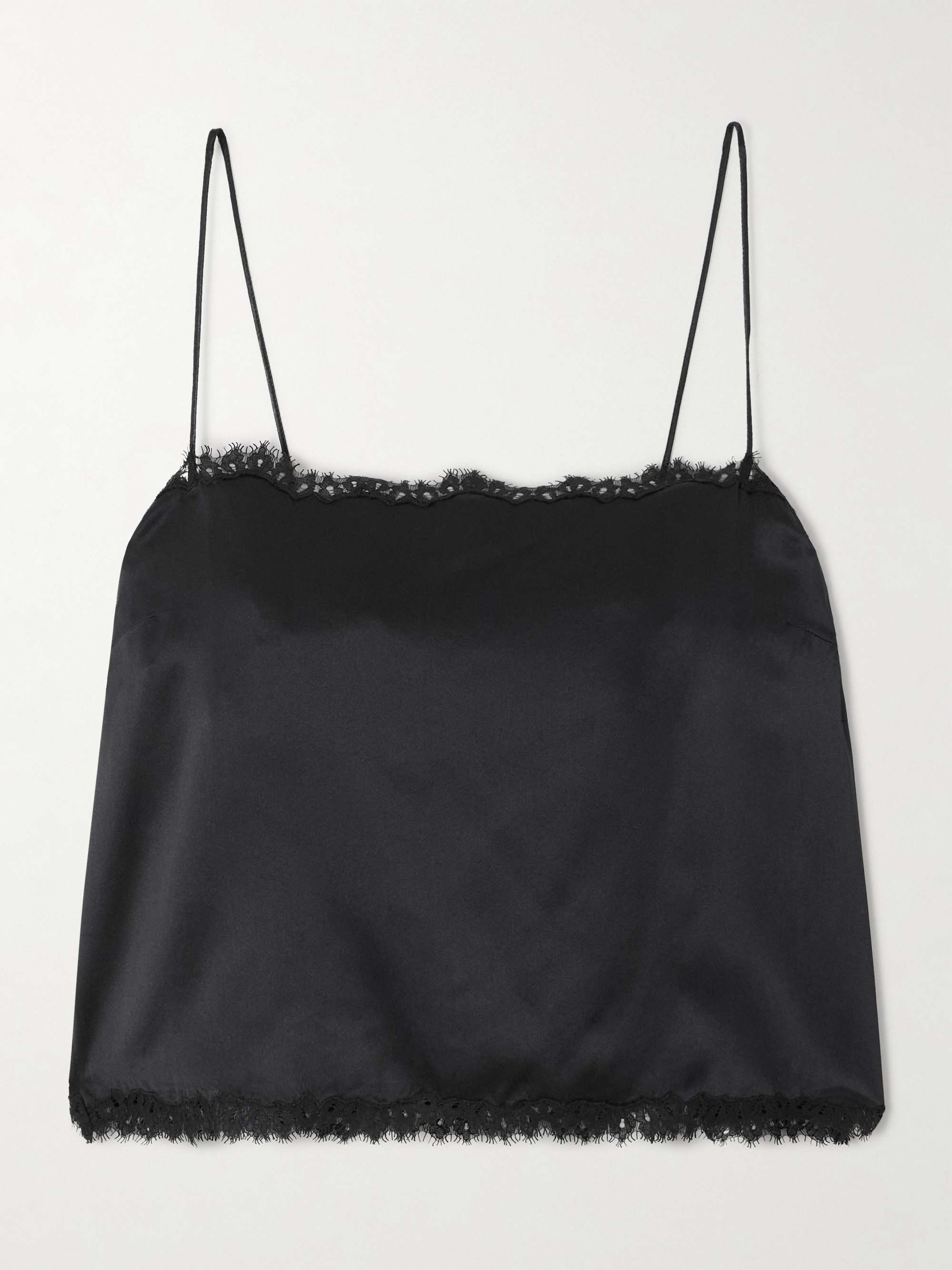 Loure Lace-Trimmed Silk-Satin Top
