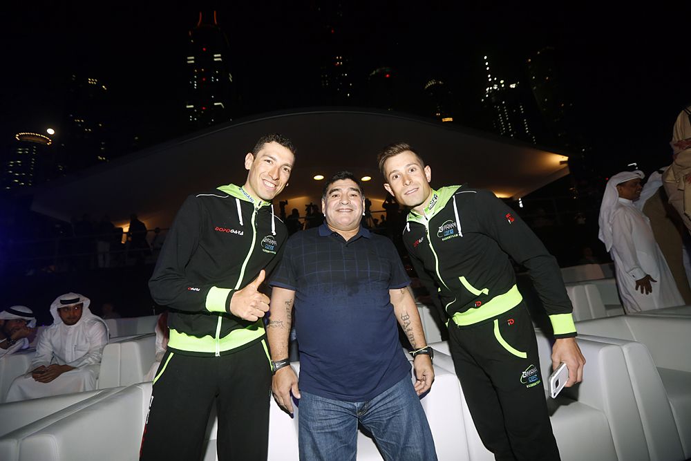 Diego Maradona with Stefano Pirazzi and Nicola Ruffoni