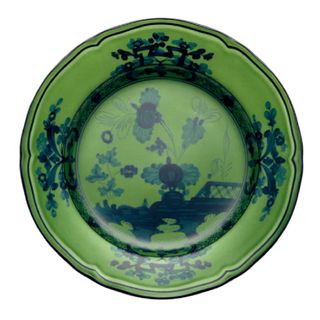 A green and blue Italian style plate