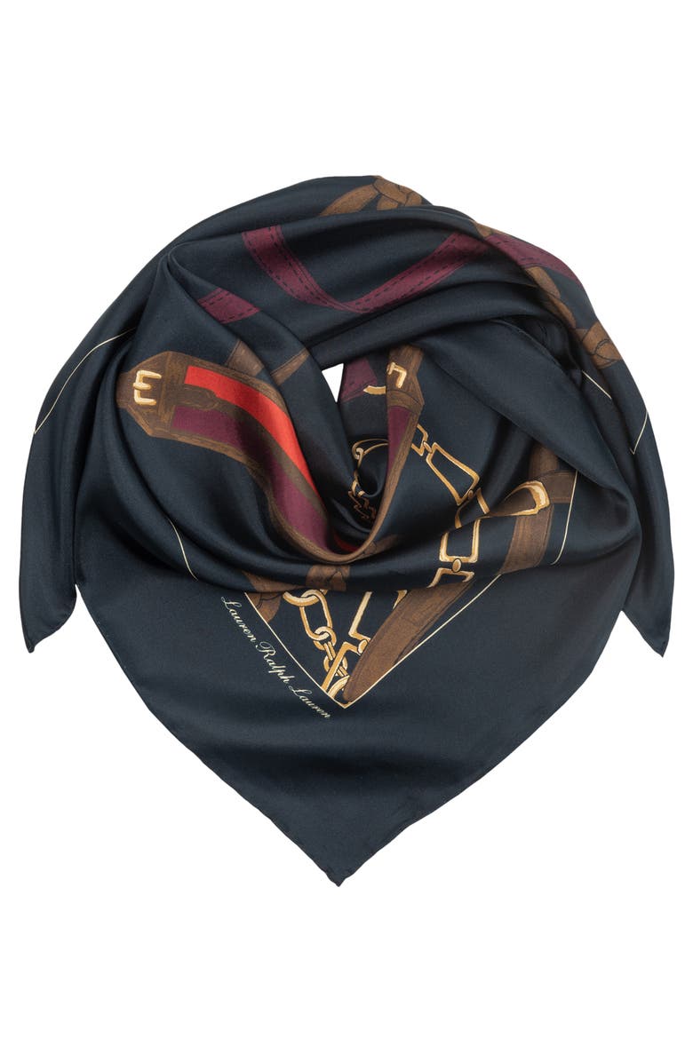 Belted printed square silk scarf