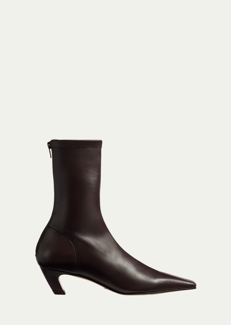 khaite brown leather sock boots