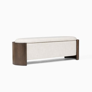 upholstered storage bench with wooden legs
