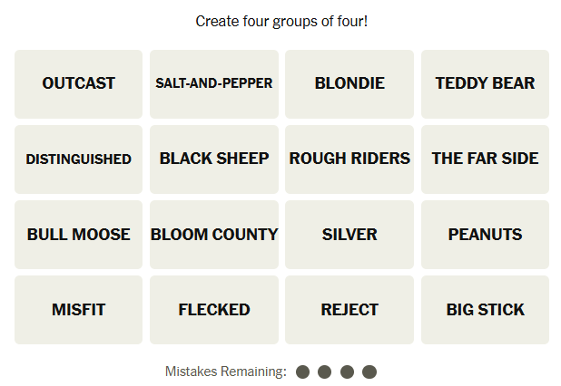 The New York Times Connections puzzle on Sunday, February 22, 2026